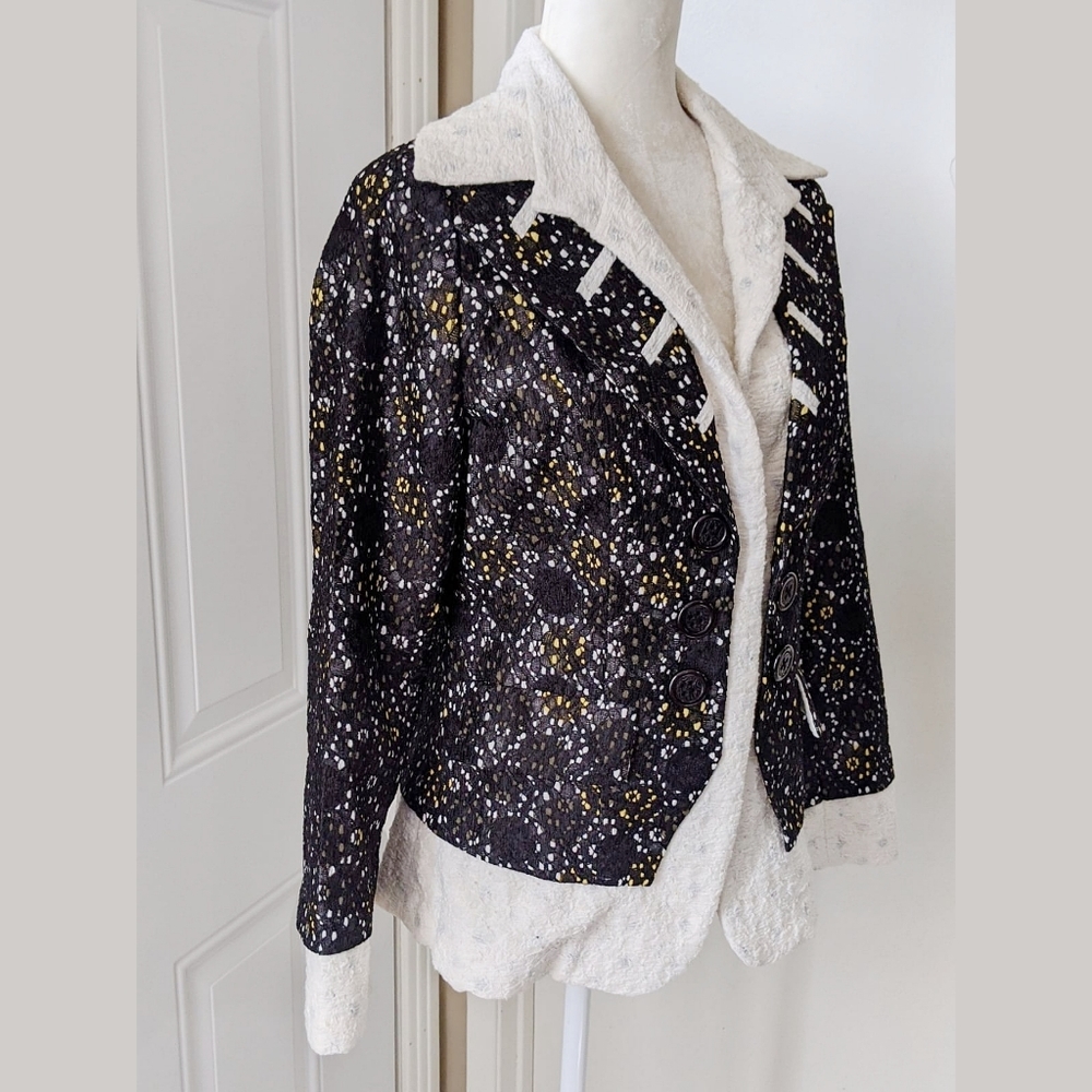 An Ren New York Black and White Lace Blazer Jacket - Picture 2 of 5